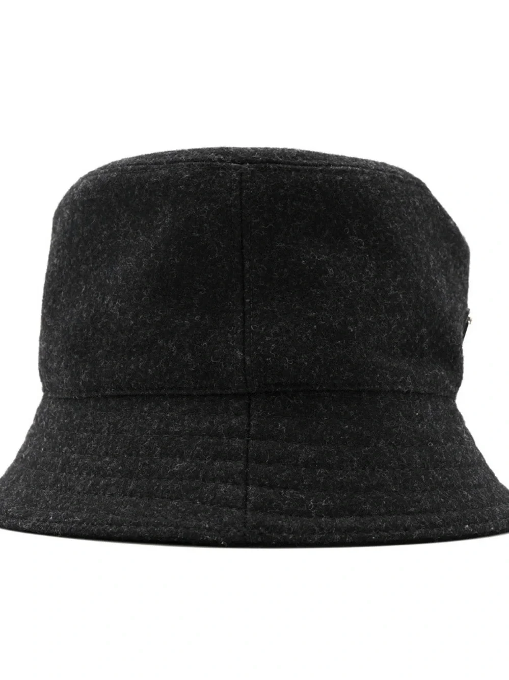Authentic Prada Charcoal Gray Wool Bucket Hat with Triangle Logo
